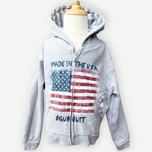 Ogunquit Maine ME American Flag Zip Up Unisex Kids Gray Hoodie. 5/6. 5. 6.